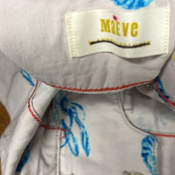 Anthropologie Maeve Size 30 lobster White Pants with Blue Print - Picture 4 of 4